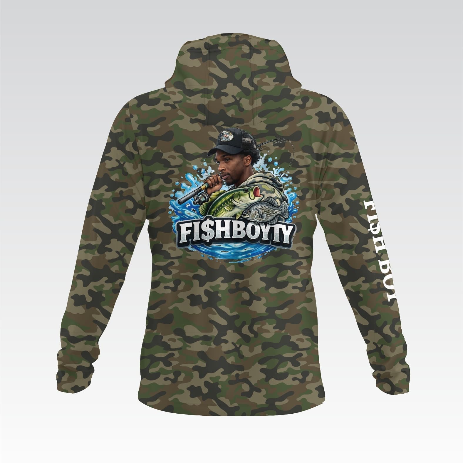 Fish Boy Ty - Long Sleeve Shirt With Hood - Green