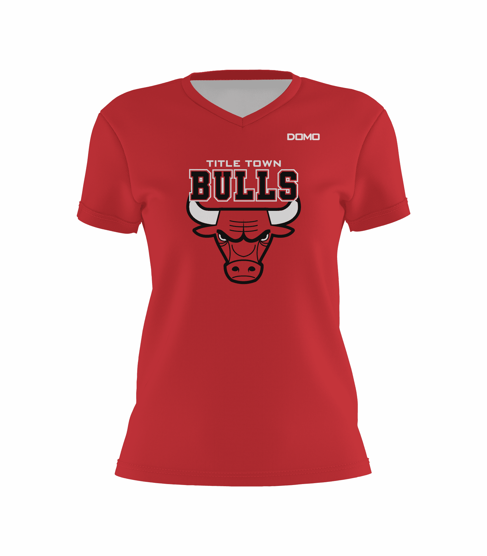 TitleTown Bulls Lady V-Neck Red