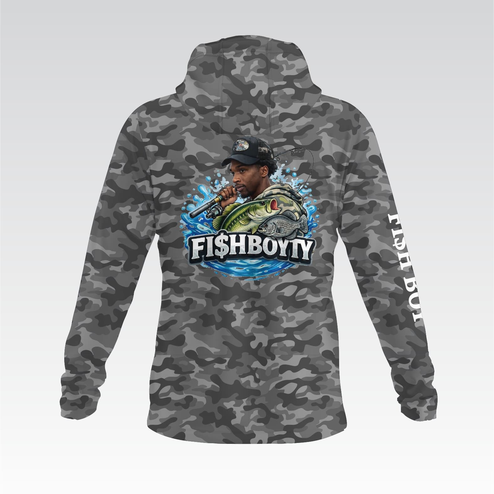 Fish Boy Ty - Long Sleeve Shirt with Hood - Blue view 2
