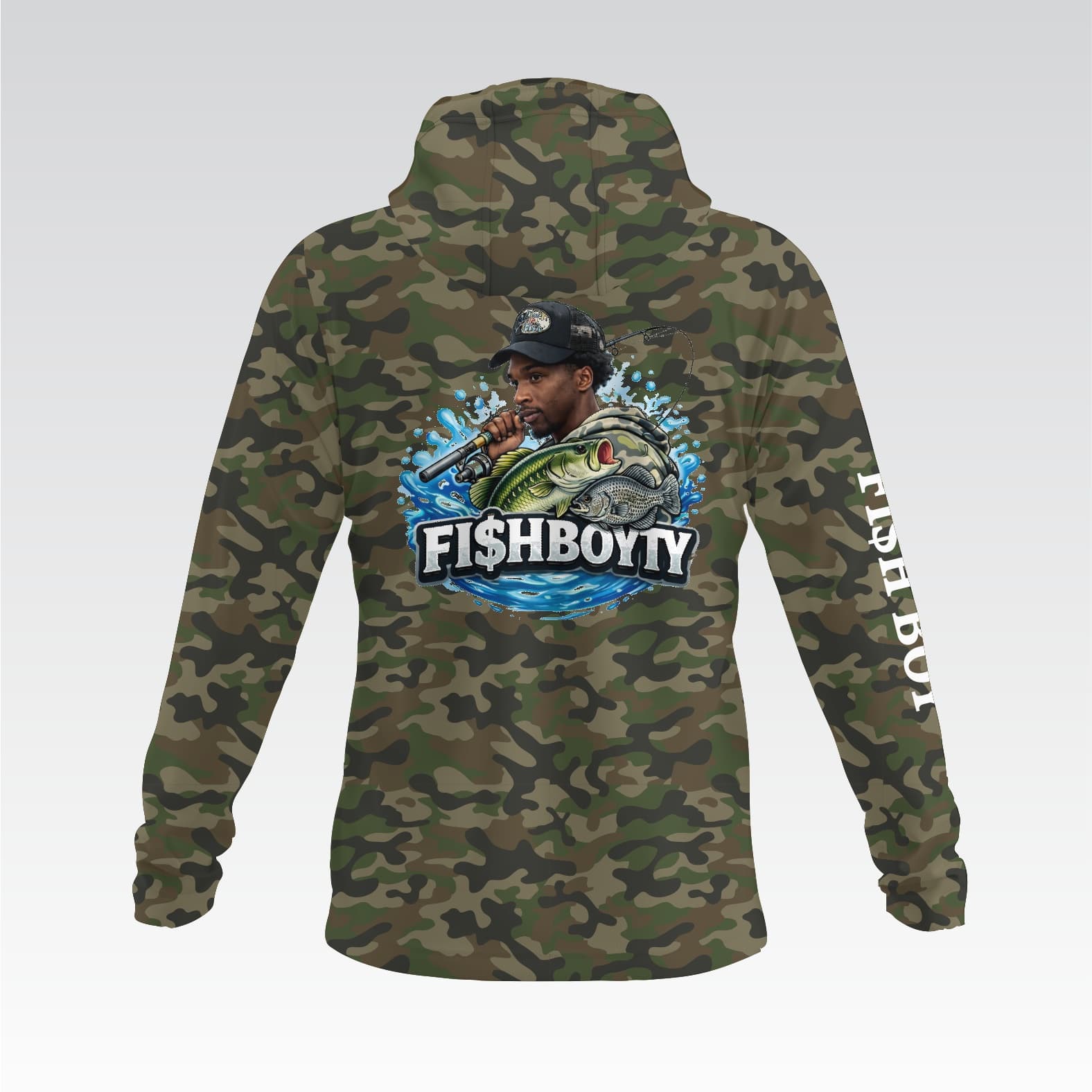 Fish Boy Ty - Long Sleeve Shirt with Hood - Blue view 3